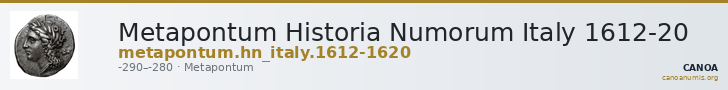 Metapontum Historia Numorum Italy 1612-20 — CANOA
