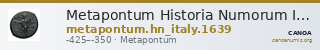 Metapontum Historia Numorum Italy 1639 — CANOA