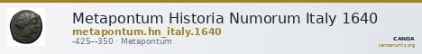Metapontum Historia Numorum Italy 1640 — CANOA
