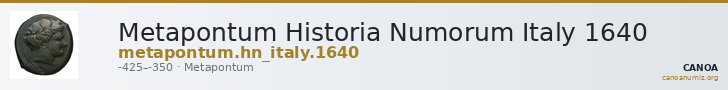 Metapontum Historia Numorum Italy 1640 — CANOA