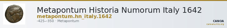 Metapontum Historia Numorum Italy 1642 — CANOA