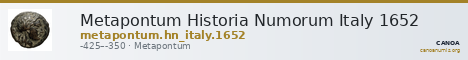 Metapontum Historia Numorum Italy 1652 — CANOA