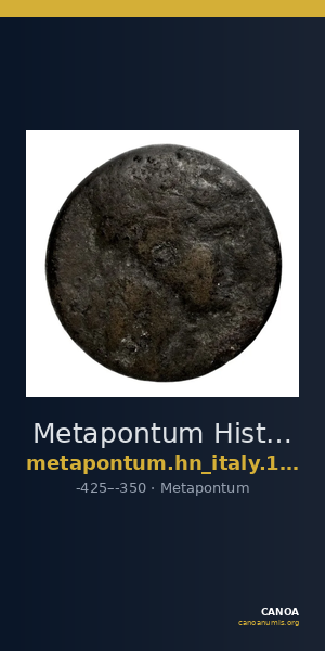 Metapontum Historia Numorum Italy 1654-6 — CANOA