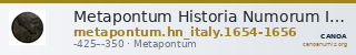 Metapontum Historia Numorum Italy 1654-6 — CANOA