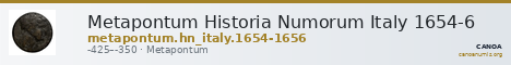 Metapontum Historia Numorum Italy 1654-6 — CANOA