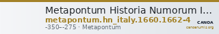 Metapontum Historia Numorum Italy 1660; 1662-4 — CANOA