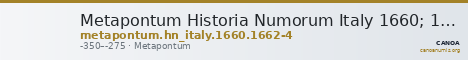 Metapontum Historia Numorum Italy 1660; 1662-4 — CANOA
