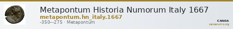 Metapontum Historia Numorum Italy 1667 — CANOA