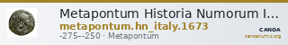 Metapontum Historia Numorum Italy 1673 — CANOA