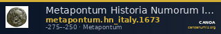 Metapontum Historia Numorum Italy 1673 — CANOA