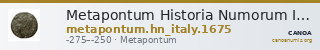 Metapontum Historia Numorum Italy 1675 — CANOA