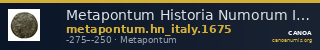 Metapontum Historia Numorum Italy 1675 — CANOA
