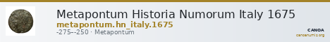Metapontum Historia Numorum Italy 1675 — CANOA