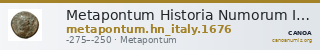 Metapontum Historia Numorum Italy 1676 — CANOA