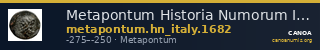 Metapontum Historia Numorum Italy 1682 — CANOA