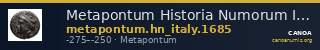 Metapontum Historia Numorum Italy 1685 — CANOA