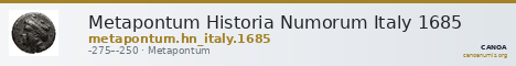 Metapontum Historia Numorum Italy 1685 — CANOA