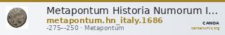 Metapontum Historia Numorum Italy 1686 — CANOA