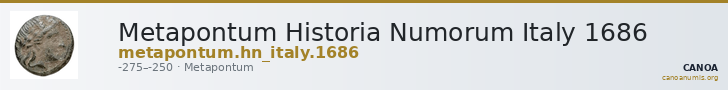Metapontum Historia Numorum Italy 1686 — CANOA
