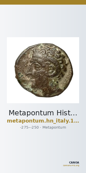 Metapontum Historia Numorum Italy 1687 — CANOA