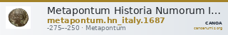 Metapontum Historia Numorum Italy 1687 — CANOA