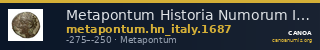 Metapontum Historia Numorum Italy 1687 — CANOA