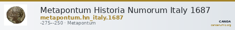Metapontum Historia Numorum Italy 1687 — CANOA