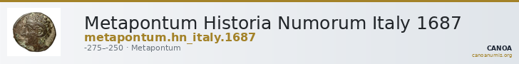 Metapontum Historia Numorum Italy 1687 — CANOA