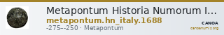 Metapontum Historia Numorum Italy 1688 — CANOA