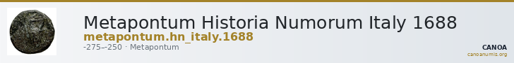 Metapontum Historia Numorum Italy 1688 — CANOA