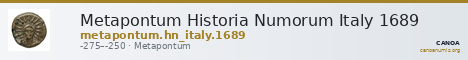 Metapontum Historia Numorum Italy 1689 — CANOA