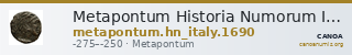 Metapontum Historia Numorum Italy 1690 — CANOA