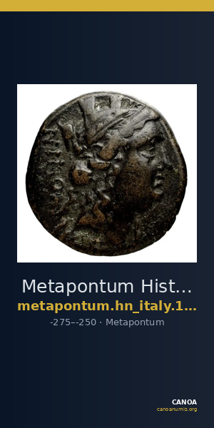 Metapontum Historia Numorum Italy 1691 — CANOA