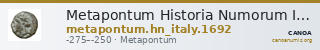 Metapontum Historia Numorum Italy 1692 — CANOA