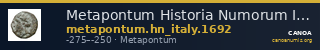Metapontum Historia Numorum Italy 1692 — CANOA