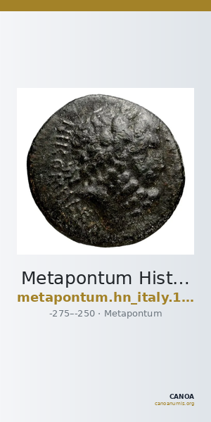 Metapontum Historia Numorum Italy 1693 — CANOA
