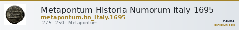Metapontum Historia Numorum Italy 1695 — CANOA