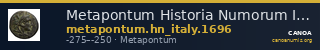 Metapontum Historia Numorum Italy 1696 — CANOA