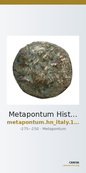 Metapontum Historia Numorum Italy 1697 — CANOA