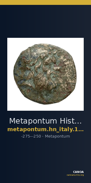 Metapontum Historia Numorum Italy 1697 — CANOA