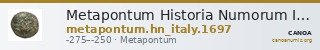 Metapontum Historia Numorum Italy 1697 — CANOA