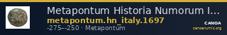 Metapontum Historia Numorum Italy 1697 — CANOA