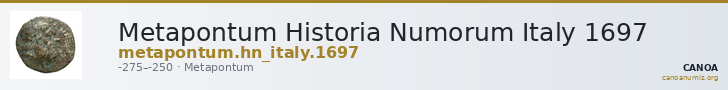 Metapontum Historia Numorum Italy 1697 — CANOA