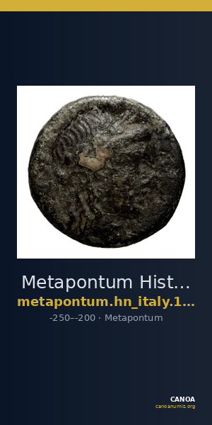 Metapontum Historia Numorum Italy 1702 — CANOA