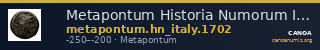 Metapontum Historia Numorum Italy 1702 — CANOA