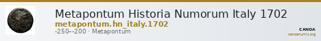 Metapontum Historia Numorum Italy 1702 — CANOA