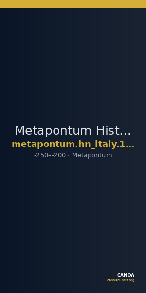 Metapontum Historia Numorum Italy 1703 — CANOA