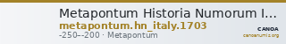 Metapontum Historia Numorum Italy 1703 — CANOA