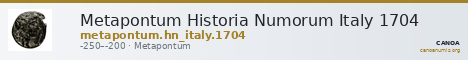 Metapontum Historia Numorum Italy 1704 — CANOA