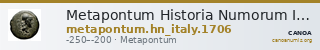 Metapontum Historia Numorum Italy 1706 — CANOA